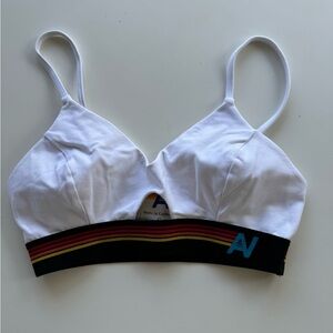 Aviator Nation LOGO ELASTIC KEYHOLE BRA - WHITE